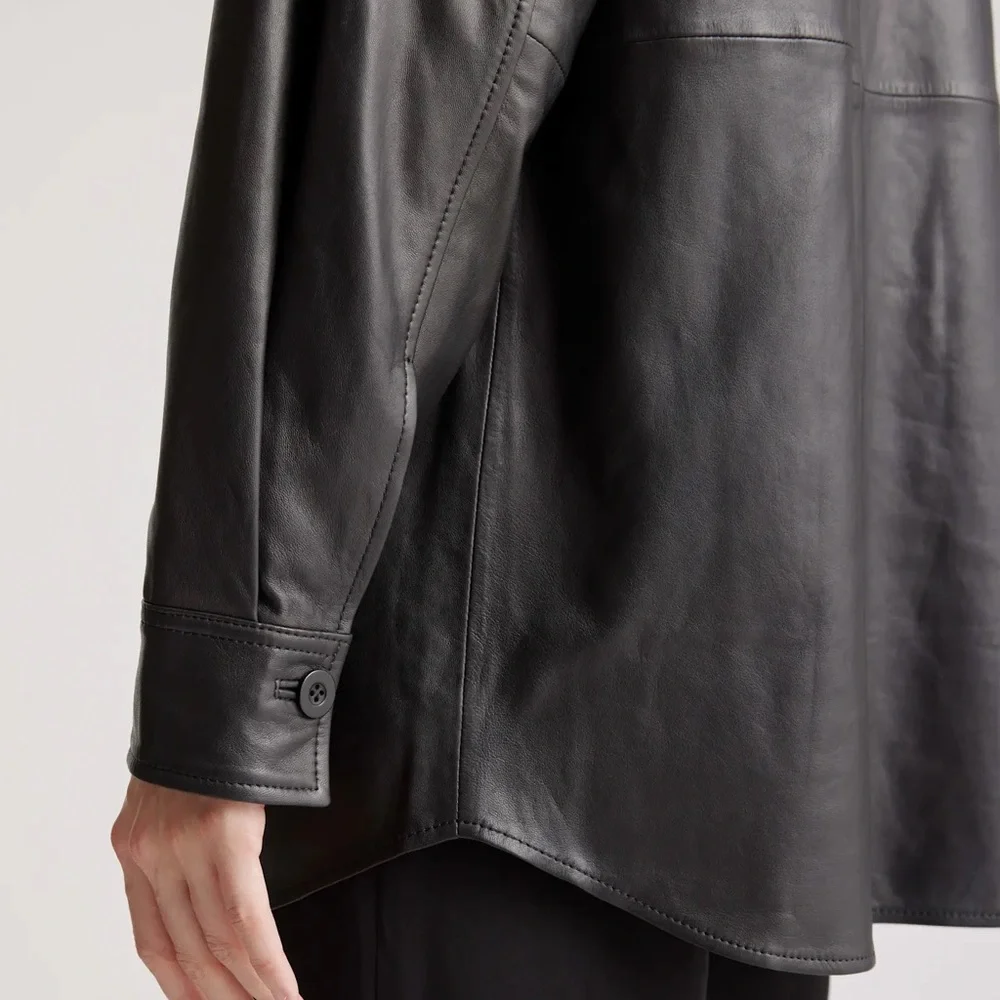 NWT Quince 100% Leather Shirt Jacket - Picture 14 of 14
